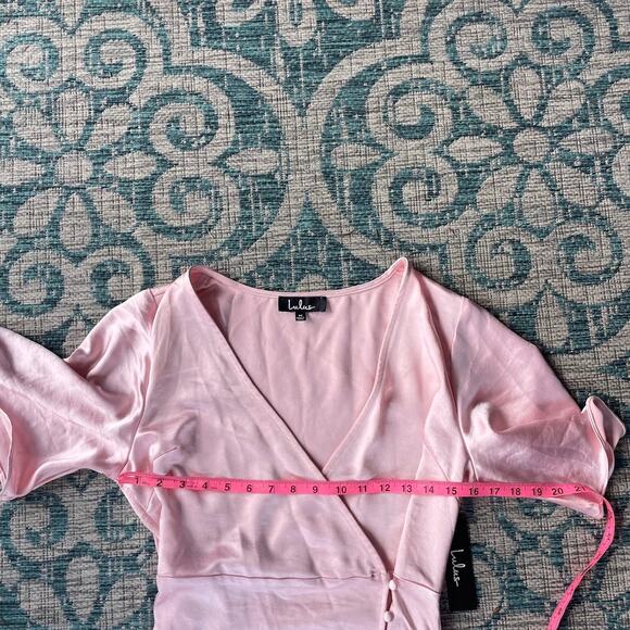 Lulus Pink Satin Wrap Mini Dress‎ - Size M - Picture 7 of 8